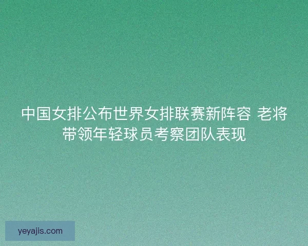 中国女排公布世界女排联赛新阵容 老将带领年轻球员考察团队表现