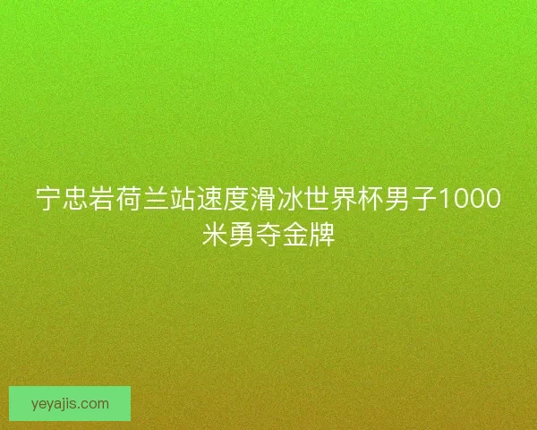 宁忠岩荷兰站速度滑冰世界杯男子1000米勇夺金牌