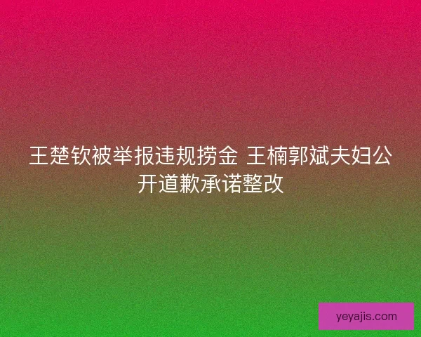 王楚钦被举报违规捞金 王楠郭斌夫妇公开道歉承诺整改 王楚钦被举报违规捞金 王楠郭斌夫妇公开道歉承诺整改